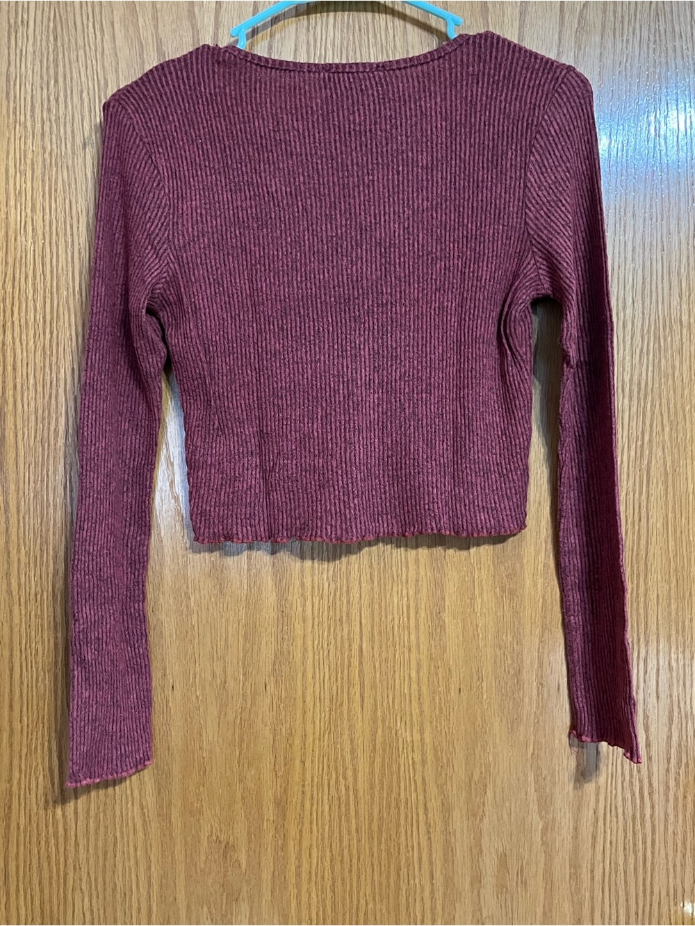 Ribbed Button-Front Cropped Top - Picture 2 of 6